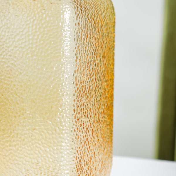 Art Deco Pebble Patterned Glass Vase Amber 9.5 Inch - Glass flower vase for home decor, office and gifting | Home decoration items