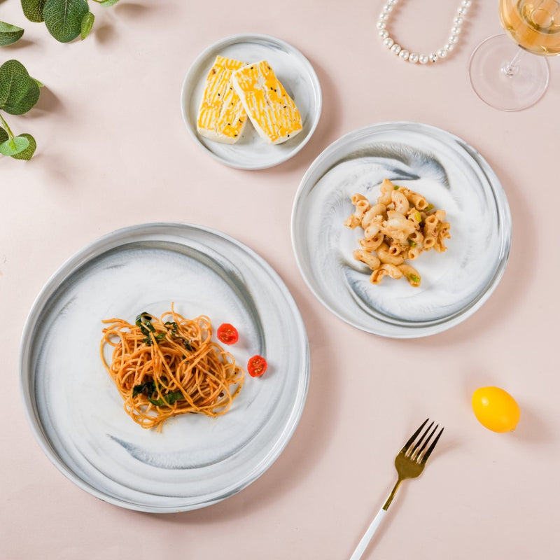 Swirl Snack Ceramic Dinner Plate Grey 10.5 Inch - Serving plate, snack plate, ceramic dinner plates| Plates for dining table & home decor