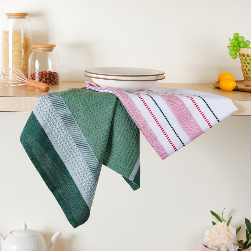 Multicoloured Cotton Cleaning Towel Set Of 2