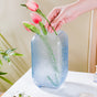 Art Deco Pebble Texture Glass Vase Blue 7.5 Inch - Glass flower vase for home decor, office and gifting | Home decoration items