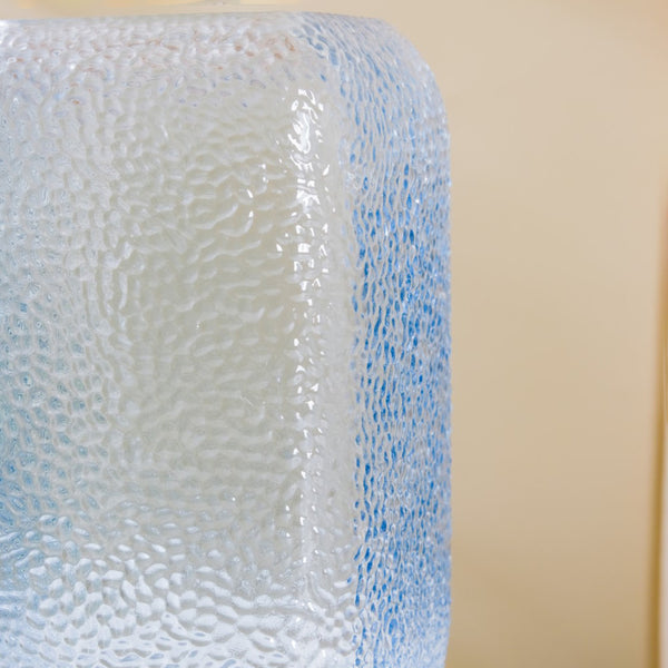Art Deco Pebble Texture Glass Vase Blue 7.5 Inch