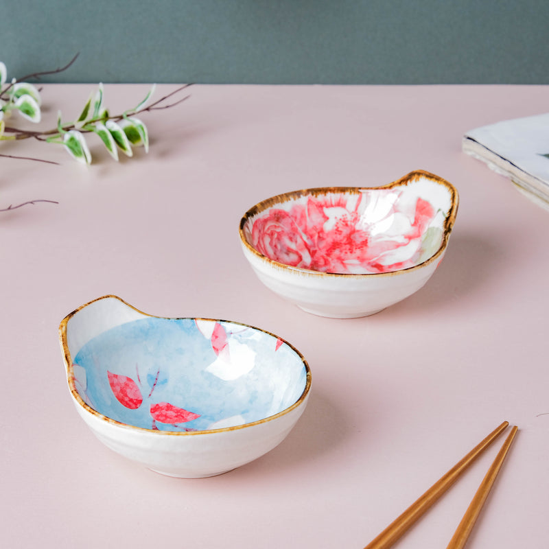 Pastel Flower Printed Bowl 100 ml - Bowl, ceramic bowl, dip bowls, chutney bowl, dip bowls ceramic | Bowls for dining table & home decor 