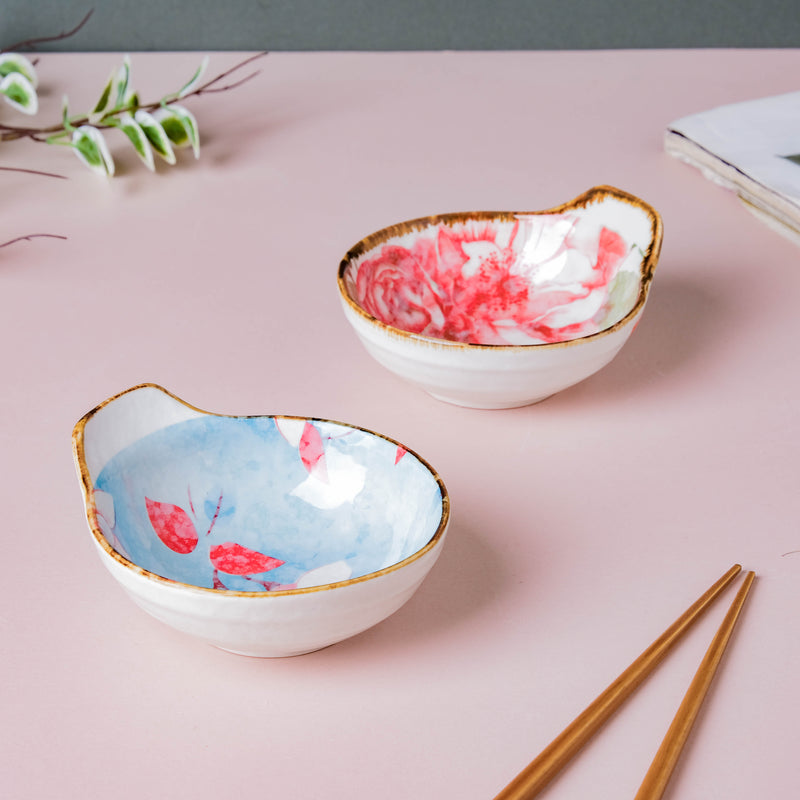 Pastel Flower Printed Bowl 100 ml - Bowl, ceramic bowl, dip bowls, chutney bowl, dip bowls ceramic | Bowls for dining table & home decor 