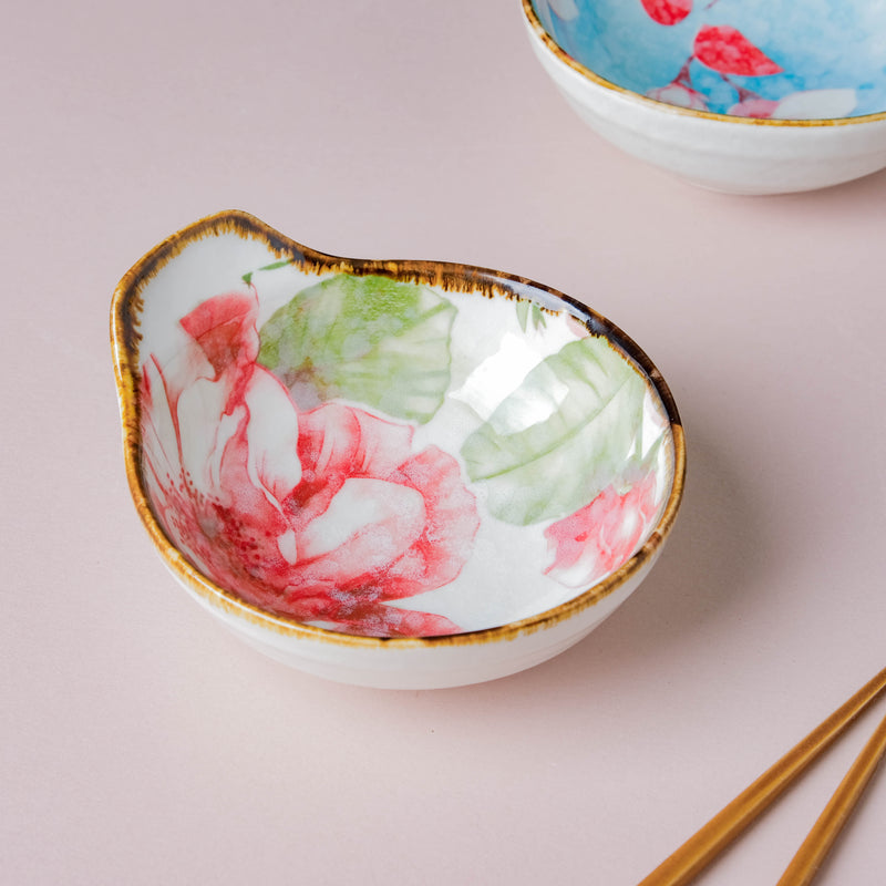 Pastel Flower Printed Bowl 100 ml - Bowl, ceramic bowl, dip bowls, chutney bowl, dip bowls ceramic | Bowls for dining table & home decor 