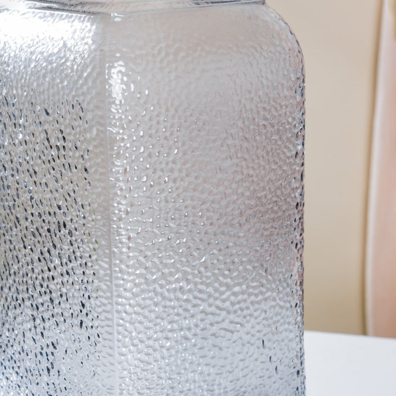 Art Deco Pebble Patterned Glass Vase Grey 9.5 Inch - Glass flower vase for home decor, office and gifting | Home decoration items