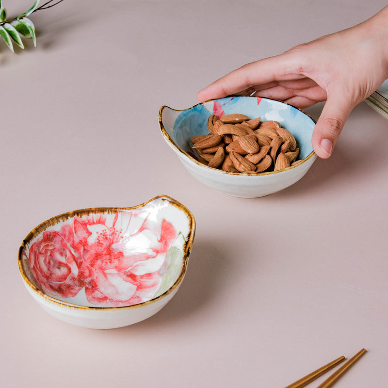 Pastel Flower Printed Bowl 100 ml - Bowl, ceramic bowl, dip bowls, chutney bowl, dip bowls ceramic | Bowls for dining table & home decor 