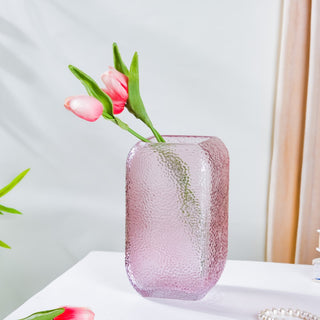 Art Deco Pebble Patterned Glass Vase Purple 7.5 Inch