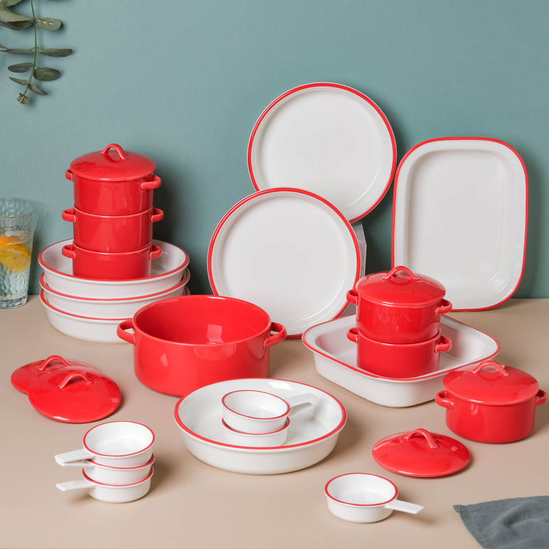 Red Toujours 21 Piece Pasta Snack Set For 6