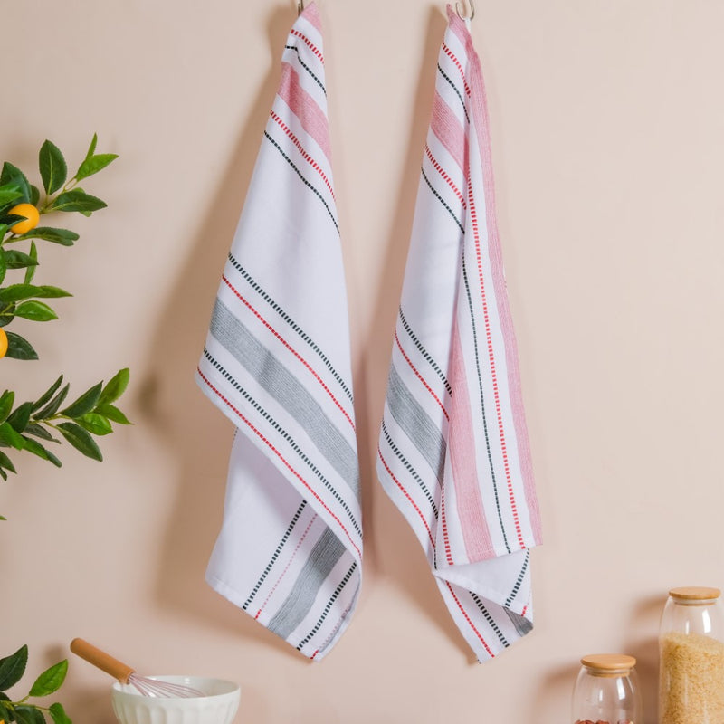 Red And Green Patterned Cleaning Towel Set Of 2