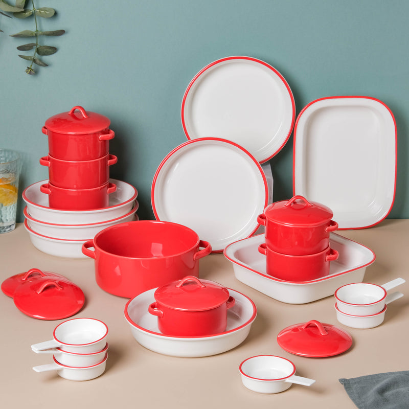 Red Toujours 21 Piece Pasta Snack Set For 6