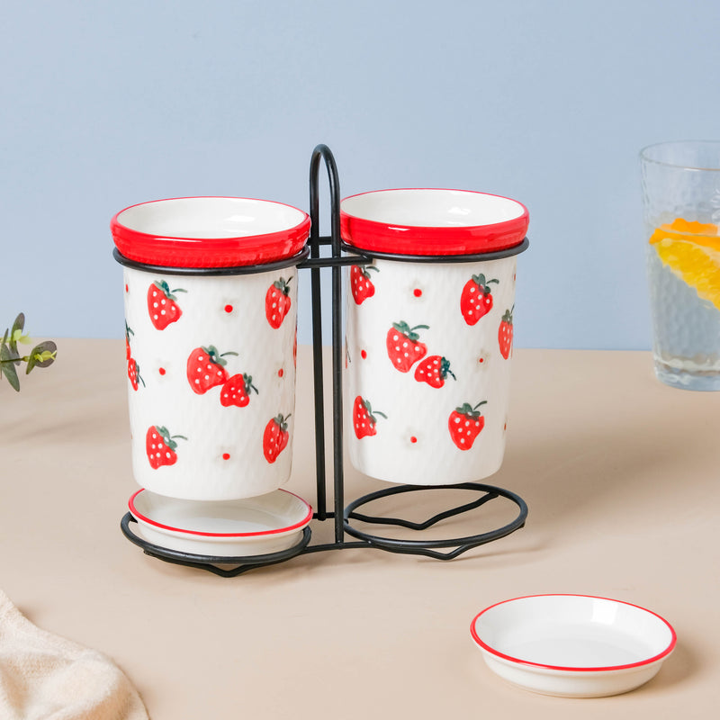Strawberry Print Chopstick Holder Set of 2 - Kitchen Tool