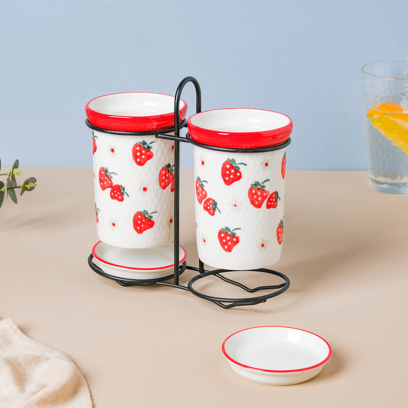 Strawberry Print Chopstick Holder Set of 2 - Kitchen Tool
