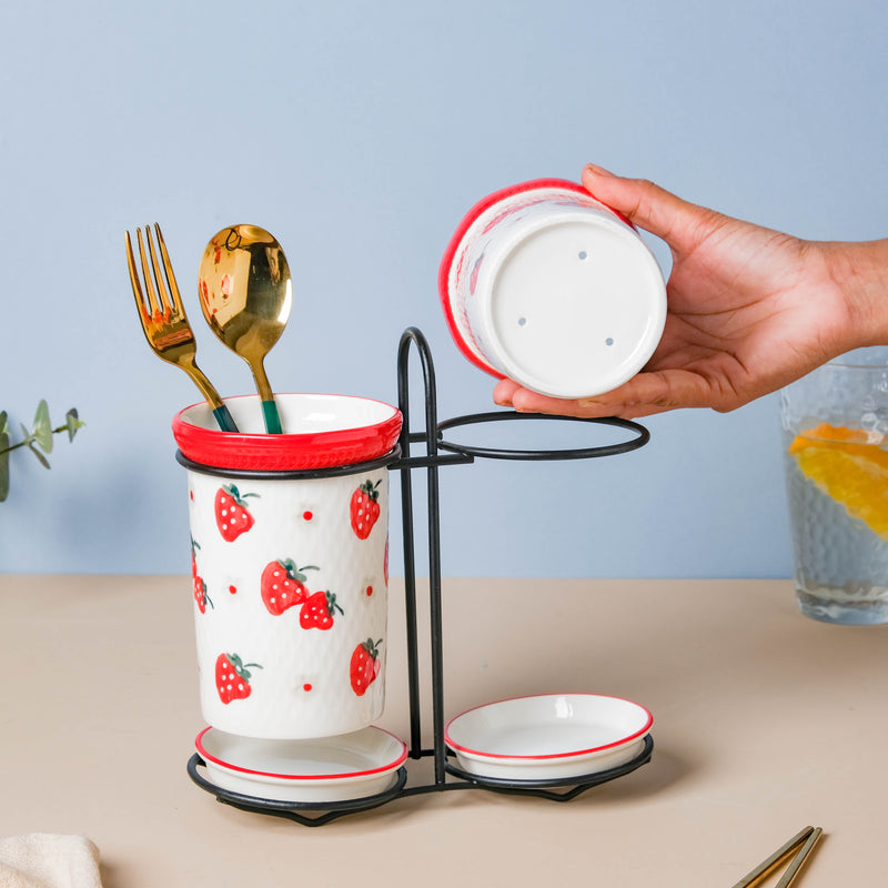 Strawberry Print Chopstick Holder Set of 2 - Kitchen Tool
