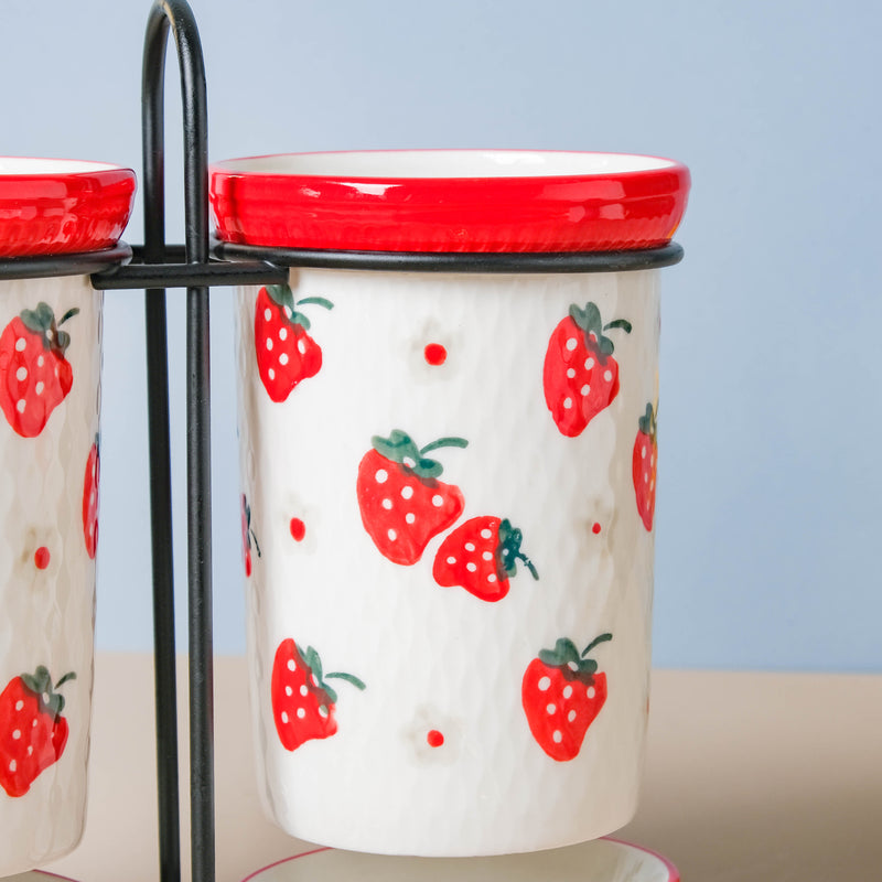 Strawberry Print Chopstick Holder Set of 2 - Kitchen Tool