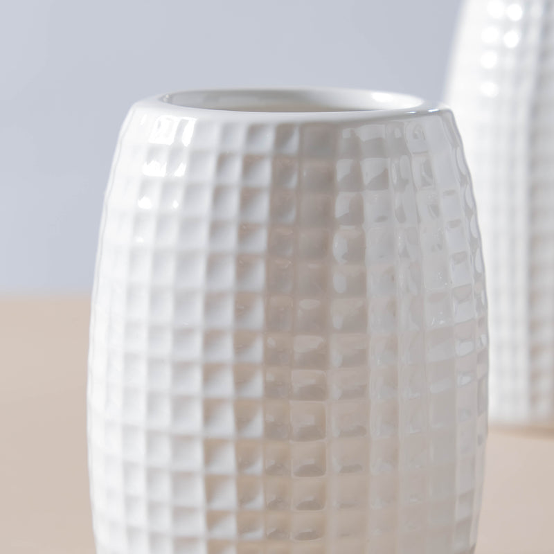 Noelle Texture White Ceramic Bathroom Set Of 5