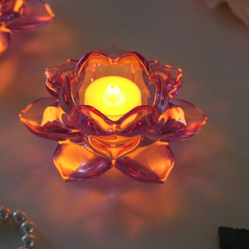 Lotus Glass Tea Light Holder Purple Set of 2 - Candle stand | Home decor ideas
