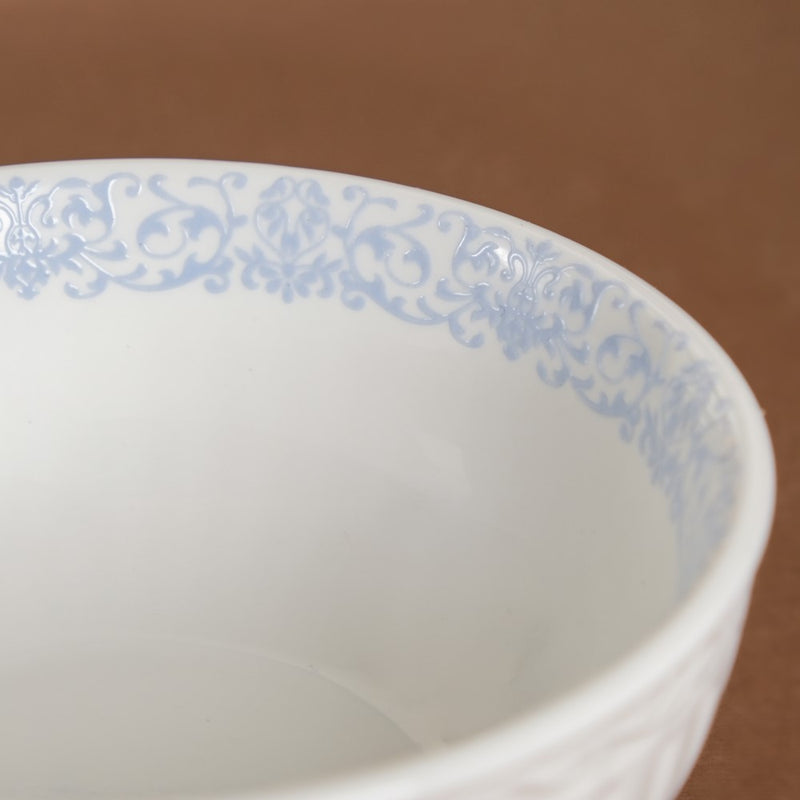 Engraved Rim Ceramic Snack Bowl Blue Set Of 2 - Bowl,ceramic bowl, snack bowls, curry bowl, popcorn bowls | Bowls for dining table & home decor