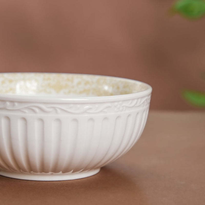 Engraved Rim Ceramic Snack Bowl Yellow Set Of 2 - Bowl,ceramic bowl, snack bowls, curry bowl, popcorn bowls | Bowls for dining table & home decor
