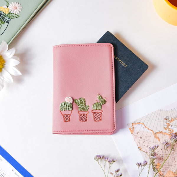 Cactus Two Fold Passport Cover Pink