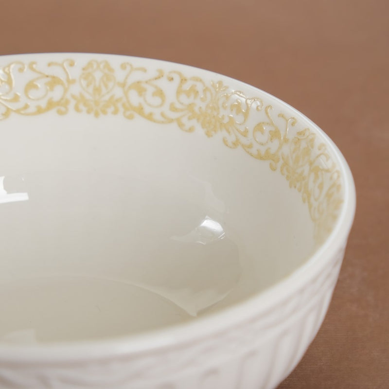 Engraved Rim Ceramic Snack Bowl Yellow Set Of 2 - Bowl,ceramic bowl, snack bowls, curry bowl, popcorn bowls | Bowls for dining table & home decor
