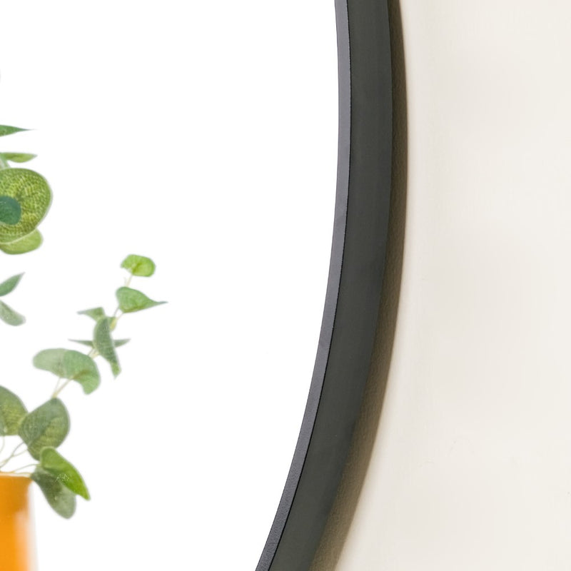 Wall Black Border Minimalist Round Mirror 19 Inch - Wall mirror for home decor | Living room, bathroom & bedroom decoration ideas