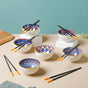 Mandala Snack Bowl Set Of 6 With Chopsticks - Bowl,ceramic bowl, snack bowls, curry bowl, popcorn bowls | Bowls for dining table & home decor