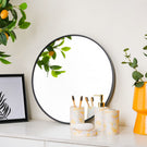 Wall Black Border Minimalist Round Mirror 19 Inch