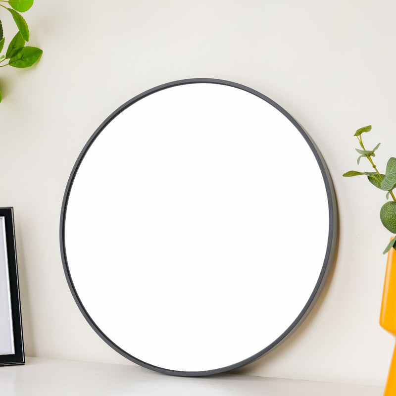 Wall Black Border Minimalist Round Mirror 19 Inch - Wall mirror for home decor | Living room, bathroom & bedroom decoration ideas