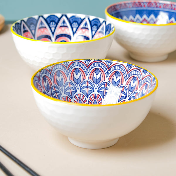 Mandala Snack Bowl Set Of 6 With Chopsticks - Bowl,ceramic bowl, snack bowls, curry bowl, popcorn bowls | Bowls for dining table & home decor