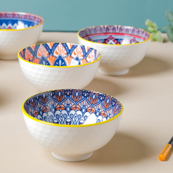 Mandala Snack Bowl Set Of 6 With Chopsticks - Bowl,ceramic bowl, snack bowls, curry bowl, popcorn bowls | Bowls for dining table & home decor