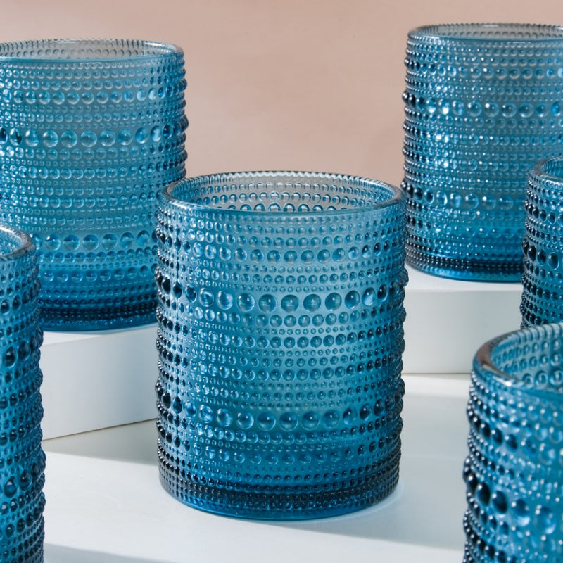 Bubble Patterned Glass Blue Set Of 6 250ml