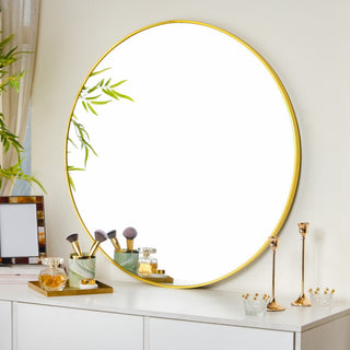 Decorative Metal Wall Mirror Gold Large 31 Inch