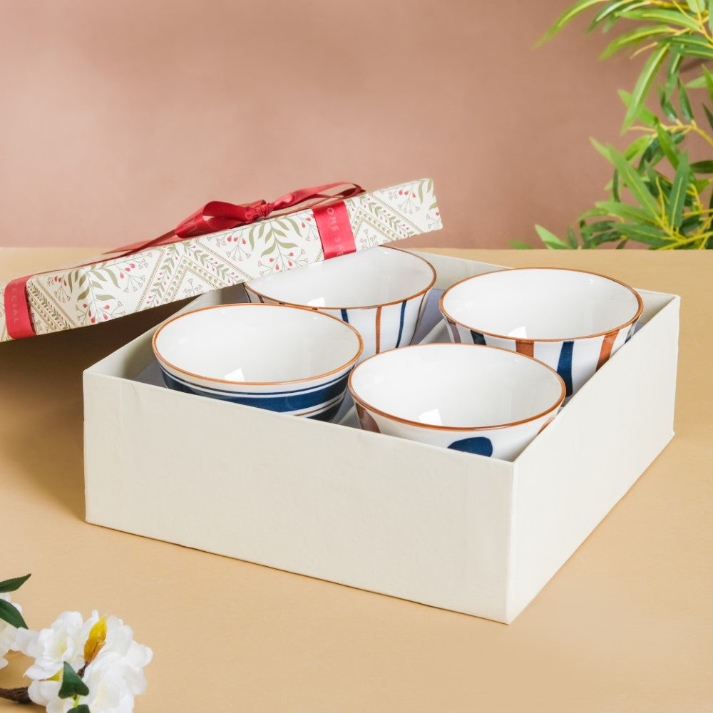 5 Pcs Bowls Set Wooden Gift Box Ceramic Rice Bowl Made In Japan  Hand-painted | eBay