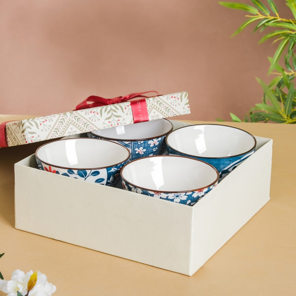 Floral Snack Bowl Set Of 4 With Gift Box