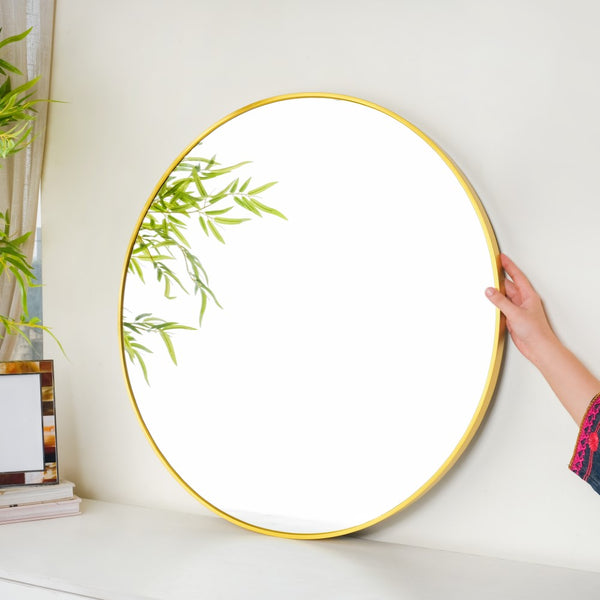 Round Vanity Mirror Gold 27 Inch