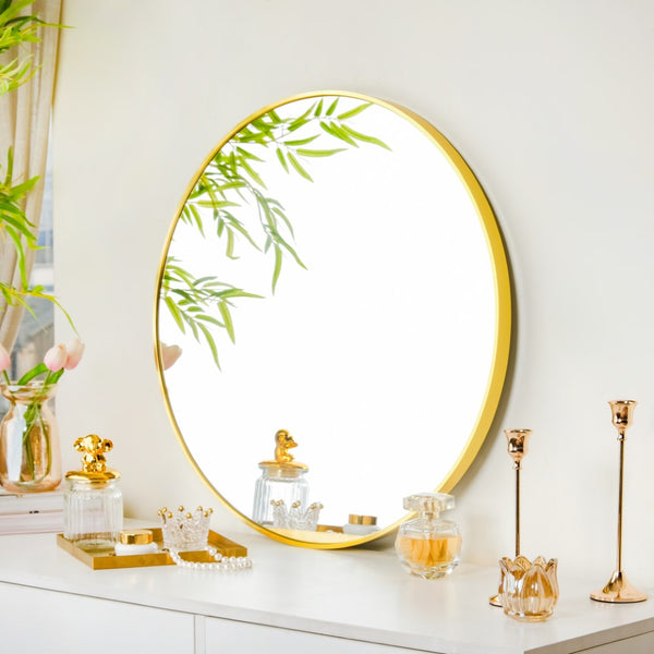 Circle Metal Wall Mirror Gold 23 Inch - Wall mirror for home decor | Living room, bathroom & bedroom decoration ideas
