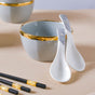 Gorgeous Grey Snack Bowl Set Of 4 With Chopsticks And Soup Spoons - Bowl, soup bowl, ceramic bowl, snack bowls, curry bowl, popcorn bowls | Bowls for dining table & home decor