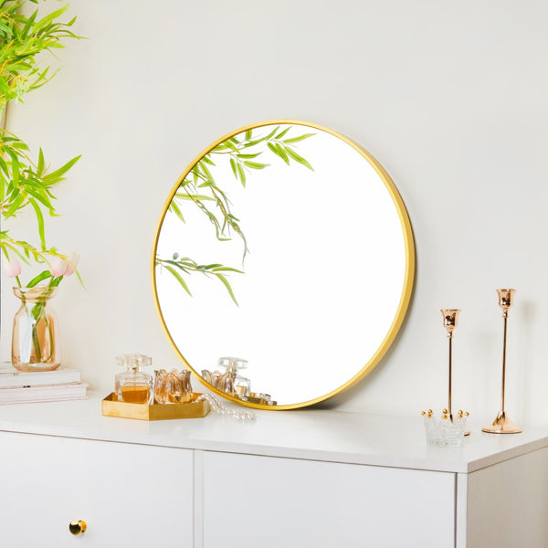 Claudette Round Wall Mirror with Textural Frame Grey - Coast