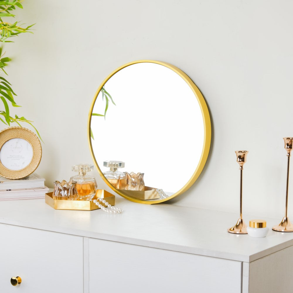 Round Metal Wall Mirror Gold 15 Inch - Wall mirror for home decor | Living room, bathroom & bedroom decoration ideas