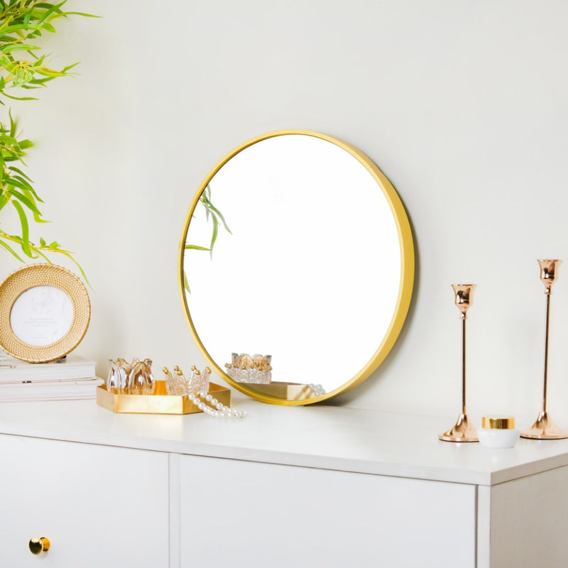 Round Metal Wall Mirror Gold 15 Inch - Wall mirror for home decor | Living room, bathroom & bedroom decoration ideas