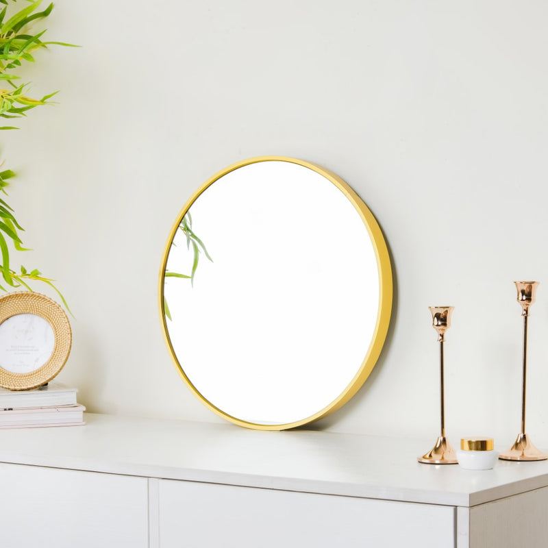 Round Metal Wall Mirror Gold 15 Inch - Wall mirror for home decor | Living room, bathroom & bedroom decoration ideas