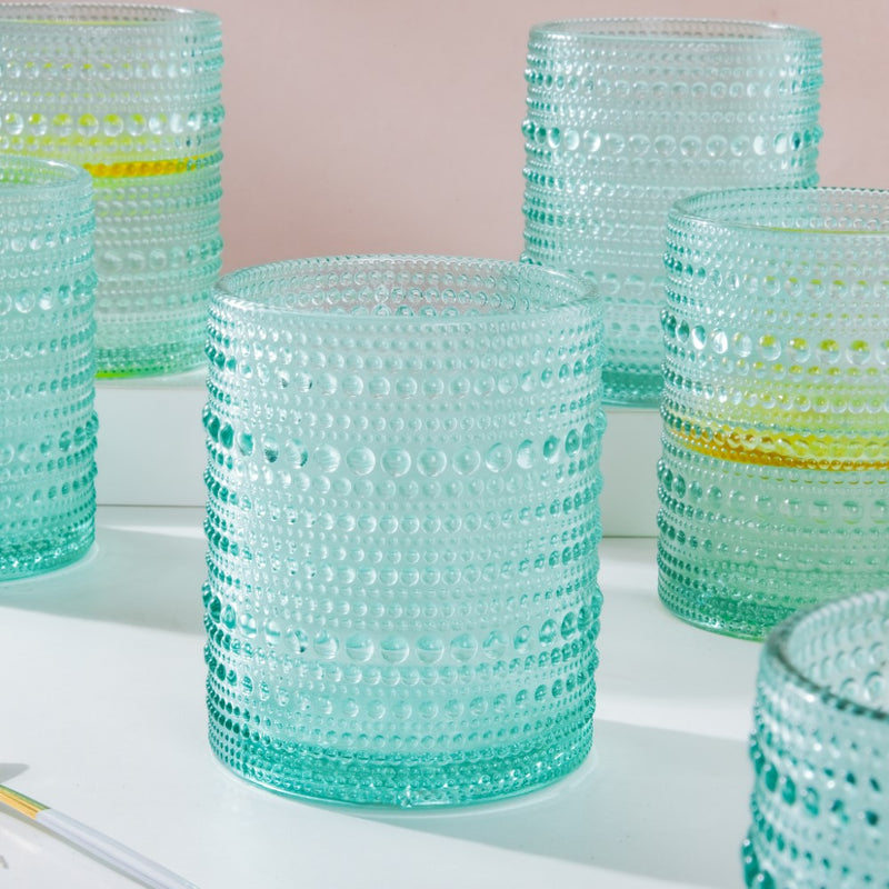 Bubbles Texture Glass Turquoise Set Of 6 250ml