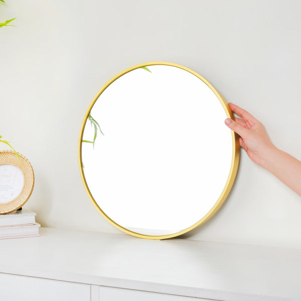 Round Metal Wall Mirror Gold 15 Inch - Wall mirror for home decor | Living room, bathroom & bedroom decoration ideas