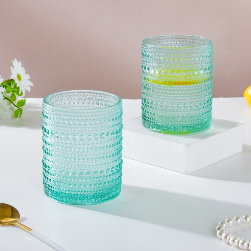 Bubbles Texture Glass Turquoise Set Of 6 250ml