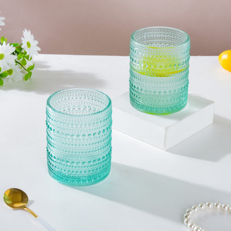 Bubbles Texture Glass Turquoise Set Of 6 250ml