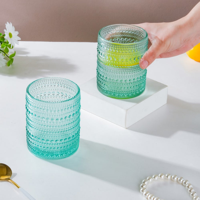 Bubbles Texture Glass Turquoise Set Of 6 250ml
