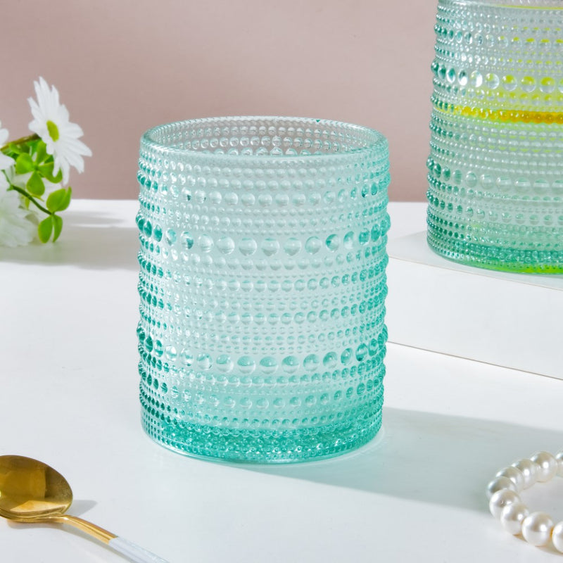 Bubbles Texture Glass Turquoise Set Of 6 250ml