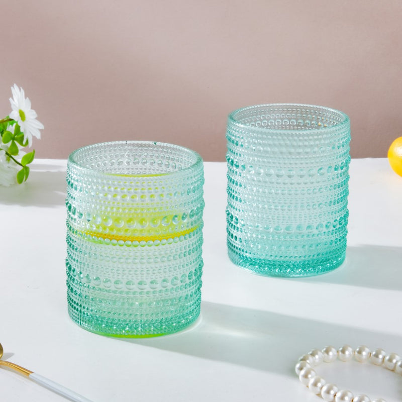 Bubbles Texture Glass Turquoise Set Of 6 250ml