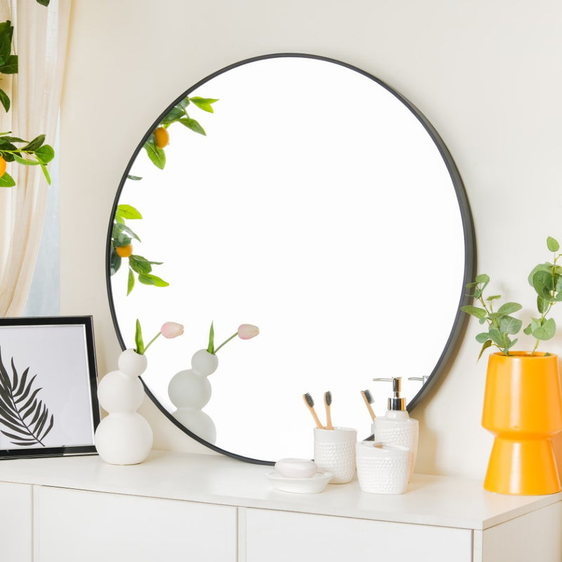 Round Mirror Black 31 Inch - Wall mirror for home decor | Living room, bathroom & bedroom decoration ideas
