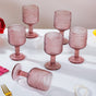 Rose Bubble Patterned Stemmed Glass Mauve Set Of 6 250ml